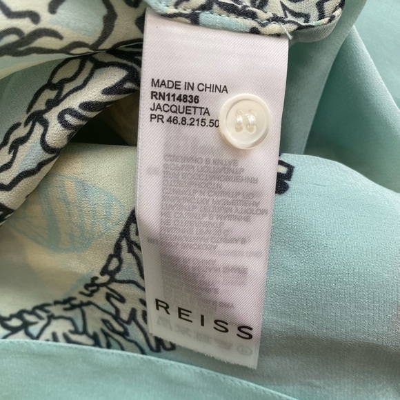 REISS Jacquetta Printed Cuban Collar Blouse - Picture 5 of 5